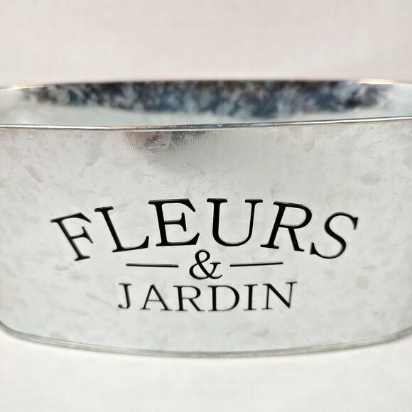 Fleurs & Jardin Flower Floral Planter Storage Container Organizer Galvanized Tin - Picture 4 of 10